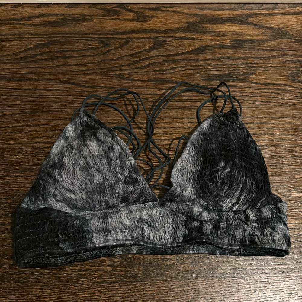 Tie-Dye Dark Blue Bralette, crossed straps in  back, Size M